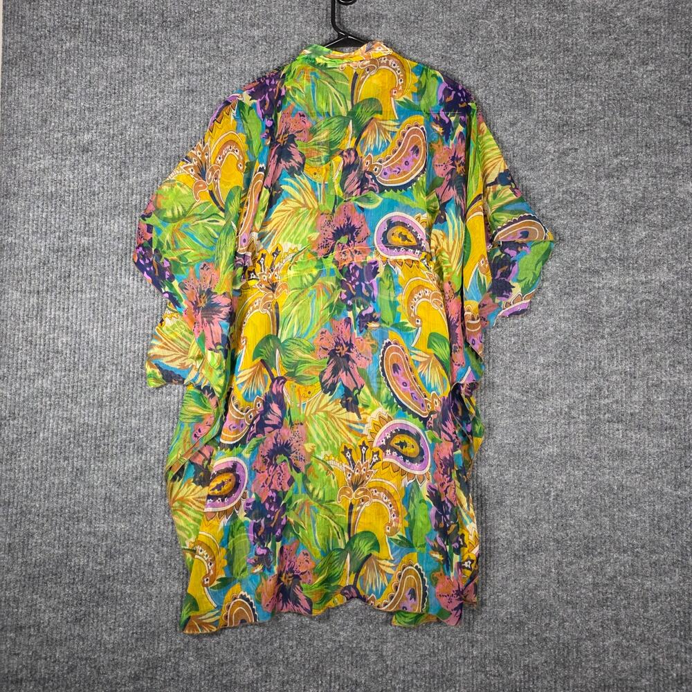 Pearl Tropical Kaftan Tunic Embellished Neck One Size Boho Resort - Picture 4 of 4